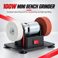 100W Mini Bench Grinder – Variable Speed & Dual Grinding Wheels for Sharpening, Deburring and DIY Projects